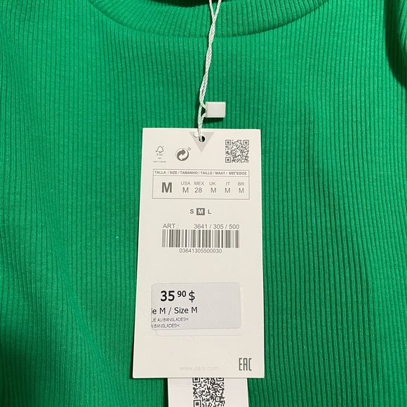 BNWT Zara Green Ruffle Sleeve Dress - Picture 3 of 4